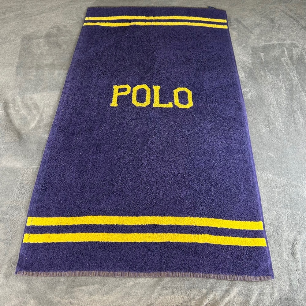 Vintage 90s Ralph Lauren Polo Beach Towel Purple Yellow USA Made Cotton